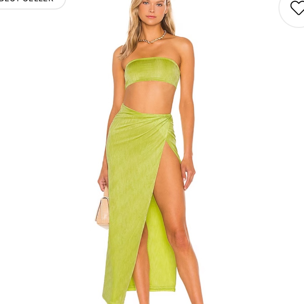Superdown Karolyna Maxi Skirt Set in Citron
